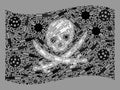 Waving Virus Therapy Pirate Flag - Mosaic of Virus and Needle Elements