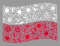 Waving Virus Therapy Poland Flag - Mosaic of Virus and Needle Elements