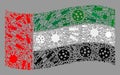 Waving Virus Therapy United Arab Emirates Flag - Collage with Virus and Needle Icons