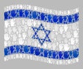 Waving Voting Israel Flag - Mosaic of Raised Up Voting Palms Royalty Free Stock Photo