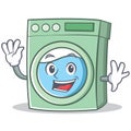 Waving washing machine character cartoon