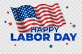 Wavy american flag and stars - Happy Labor Day Royalty Free Stock Photo