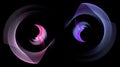 Wavy and arcuate abstract vanes are layered and rotate on a black background. Set. Icon, logo, symbol, sign. 3D rendering. 3D