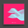 Wavy background. Array with dynamic particles. Composition with motion effect. 3d technology style. Vector illustration Royalty Free Stock Photo