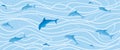 Wavy background with dolphins