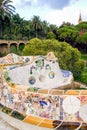 Wavy bench of parc guell& x27;s terrace Royalty Free Stock Photo
