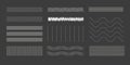 Wavy, billow (zigzag) line element set. Lines with waving effect Different thin line wave. Squiggle vector curve