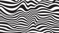 Wavy black and white stripes create an optical illusion pattern. Royalty Free Stock Photo