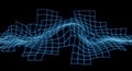 Wavy blue wireframe grid distorting in a digital abstract landscape Royalty Free Stock Photo