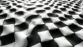 Wavy checkered pattern in black and white creates a striking abstract background suitable for versatile designs and artistic Royalty Free Stock Photo