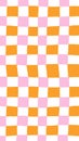 Wavy Checkered Seamless Pattern, Retro Hand Drawn Grid Texture. Funky Contemporary Checker Board Groovy Style. Vector Royalty Free Stock Photo