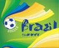 Wavy colorful abstract background in Brazil flag concept. Royalty Free Stock Photo