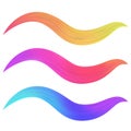 Wavy colorful brush stroke set