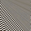 Wavy crossed stripes optical illusion black and white vector Royalty Free Stock Photo