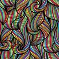 Wavy curled seamless pattern. Abstract outline colorful texture