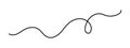 Wavy curly stroke one line art, hand drawn scribbly dividing loop element drawing continuous contour. Twiddle swirl separator Royalty Free Stock Photo