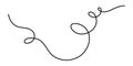 Wavy curly stroke one line art, hand drawn scribbly dividing loop element drawing continuous contour. Twiddle swirl separator Royalty Free Stock Photo