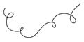 Wavy curly stroke one line art, hand drawn scribbly dividing loop element drawing continuous contour. Twiddle swirl separator Royalty Free Stock Photo