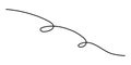 Wavy curly stroke one line art, hand drawn scribbly dividing loop element drawing continuous contour. Twiddle swirl separator Royalty Free Stock Photo