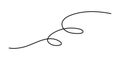 Wavy curly stroke one line art, hand drawn scribbly dividing loop element drawing continuous contour. Twiddle swirl separator Royalty Free Stock Photo
