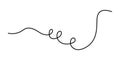 Wavy curly stroke one line art, hand drawn scribbly dividing loop element drawing continuous contour. Twiddle swirl separator Royalty Free Stock Photo