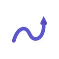 Wavy 3D line with cursor. Curvy signpost, sign to pointing direction. Twisted arrow to showing route, way, path Royalty Free Stock Photo