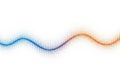 Wavy design featuring a gradient of small dots transitioning from blue to orange with hints of Royalty Free Stock Photo