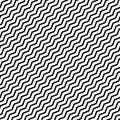 Wavy diagonal parallel lines. seamless, repeatable monochrome pa Royalty Free Stock Photo