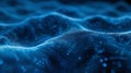 Wavy Digital Data Visualization Abstraction with Blue Binary Matrix Grid and Dynamic Flow