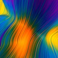 Wavy digital illustration of striped pattern floating lines. Creative iridescent decoration. 3d rendering