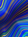 Wavy digital illustration of striped pattern iridescent lines. 3d rendering