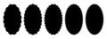 Wavy edge oval frame collection. Jagged scallop ellipse border element set. Black undulate graphic design templates for