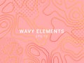 Wavy elements, pink liquid topography pattern. Coral memphis relief website banner background or landscape, fluid Royalty Free Stock Photo