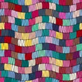 Seamless colorful striped pattern. Embroidered wavy lines. Vector illustration. Royalty Free Stock Photo