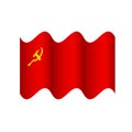 Wavy flag of USSR isolated on white. Soviet Union symbol. Star, hammer and sickle. Vector template for banner, poster Royalty Free Stock Photo