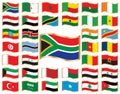 Wavy flags with gold frame - Africa & Middle East