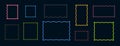 Wavy frames set, colorful modern zigzag borders. Squiggly shapes design.