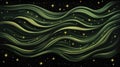 Wavy Green Nebulae Amidst Star Twinkle. Smooth waves of green nebulae flow through twinkling stars in deep space Royalty Free Stock Photo