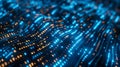 Abstract Background - Wavy grid of glowing binary code, with blue and orange digits creating a dynamic effect Royalty Free Stock Photo