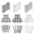 Wavy grid pattern. Distorted mesh texture. Abstract liquid effect. Vector dynamic background. Royalty Free Stock Photo
