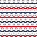 Wavy horizontal stripes seamless pattern. Abstract background elegant blue, red lines. Royalty Free Stock Photo