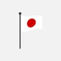 Wavy japan flag vector illustration with flagpole isolated on white Royalty Free Stock Photo