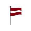 Wavy latvia flag vector illustration with flagpole isolated on white Royalty Free Stock Photo