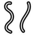 Wavy line illustration. Curved stripe element. Vector contour form. Flowing black shape. Royalty Free Stock Photo