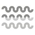 Wavy line patterns, monochrome flow stripes, vector seamless curves. Royalty Free Stock Photo
