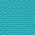 Wavy line seamless vector pattern background. Hand drawn irregular doodle style horizontal sea waves backdrop. Abstract Royalty Free Stock Photo