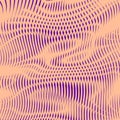 Wavy lined image in peach fuzz and purple colors geometric pattern.