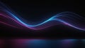 Wavy lines of blue and pink neon light creating a futuristic abstract wave pattern on a dark reflective surface Royalty Free Stock Photo