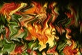 Wavy lines of red, yellow, orange, brown and green on a black background. Abstraction, background Royalty Free Stock Photo