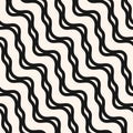 Vector abstract wavy seamless pattern. Black and white waves background Royalty Free Stock Photo